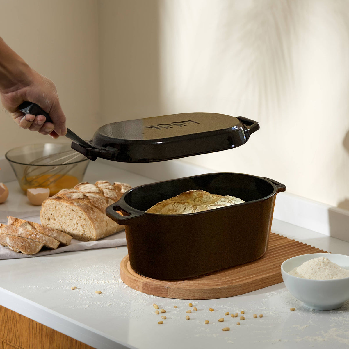 Kook - Kook Dutch Oven with Lid, Enameled Cast Iron, 3.4 qt