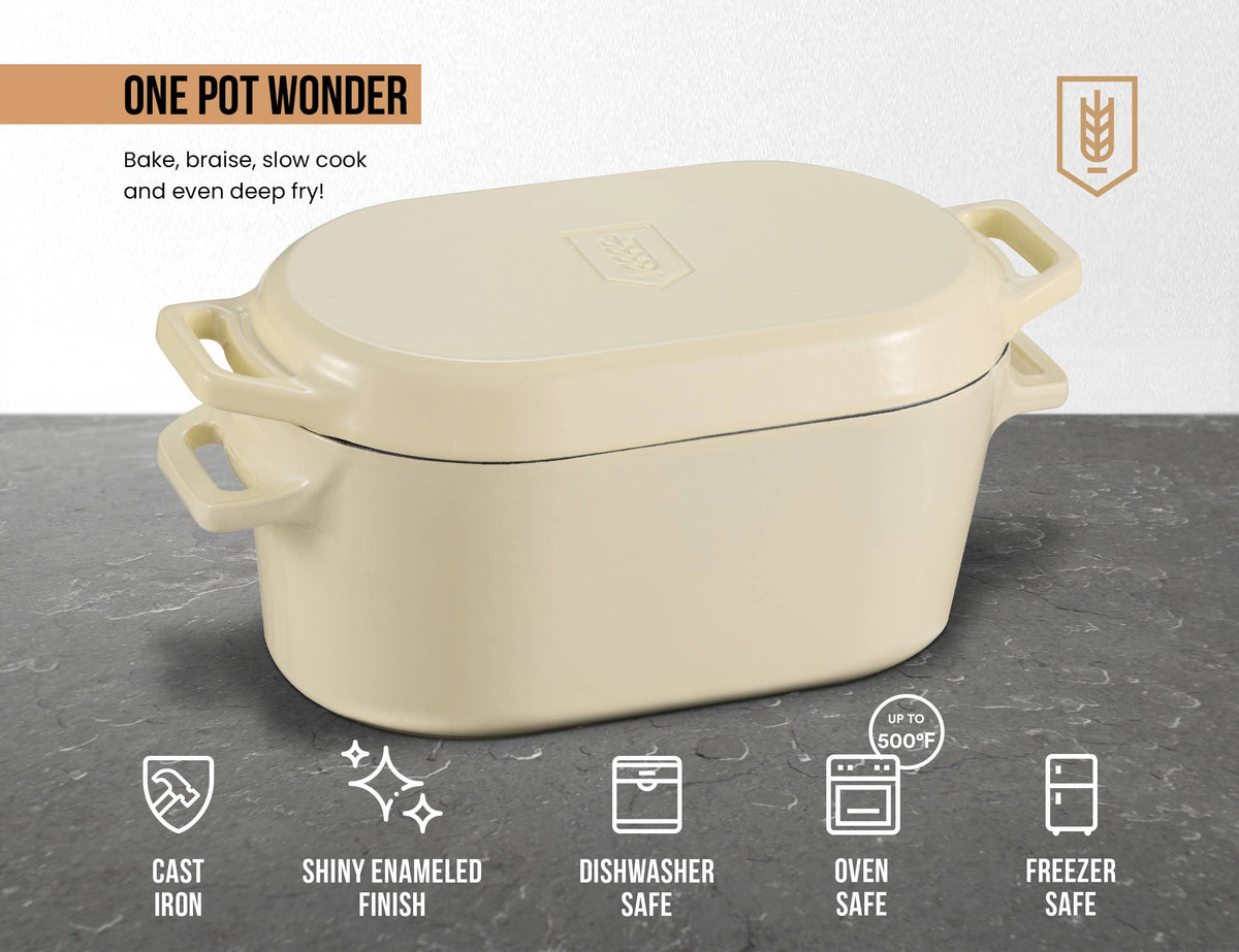 Kook - Kook Dutch Oven with Lid, Enameled Cast Iron, 3.4 qt