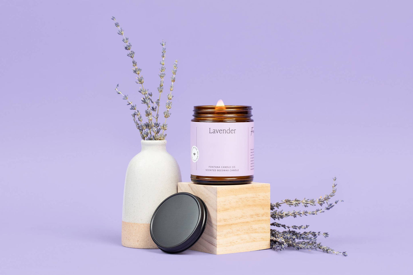 Fontana Candle Co. - Lavender Beeswax & Essential Oil Jar Candle: Non-Toxic