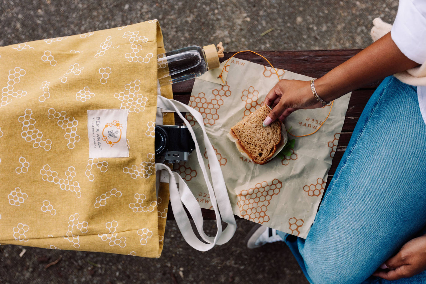 Bee's Wrap - Bees Wrap Reusable Market Tote - Organic Cotton Shopping Bag