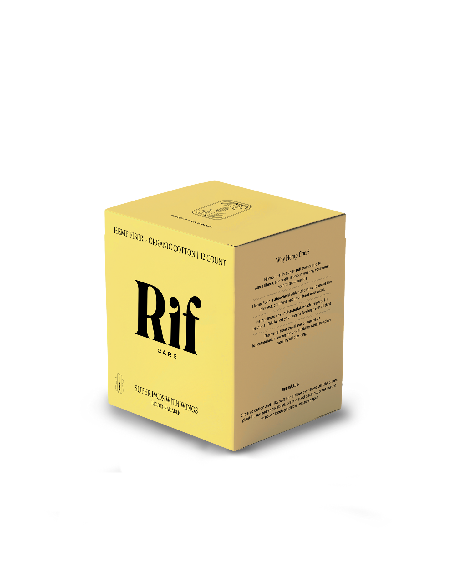 Rif Care - Super (12 ct) Organic Biodegradable Hemp Fiber Pads