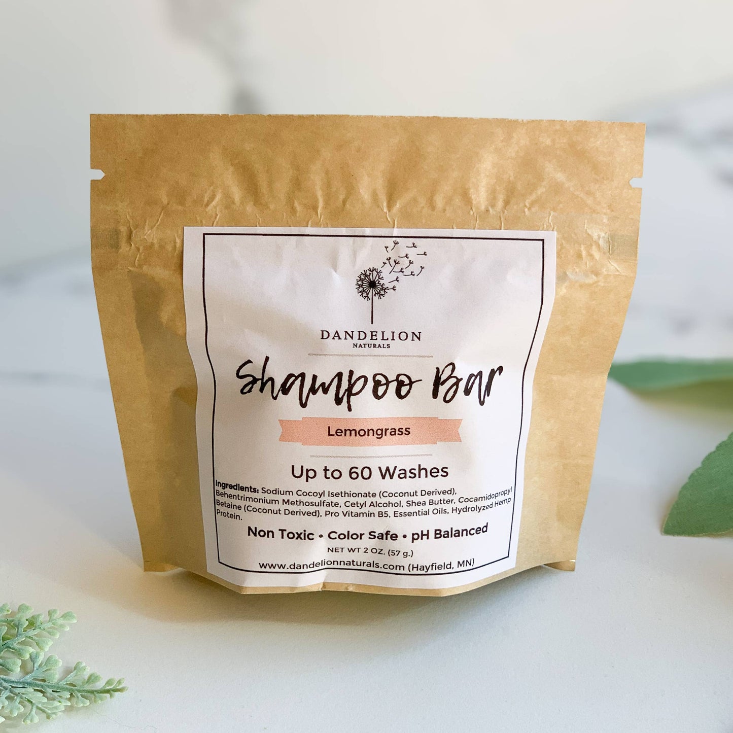 Dandelion Naturals - Shampoo Bar | Lemongrass | Packaged | Solid Shampoo | Syndet