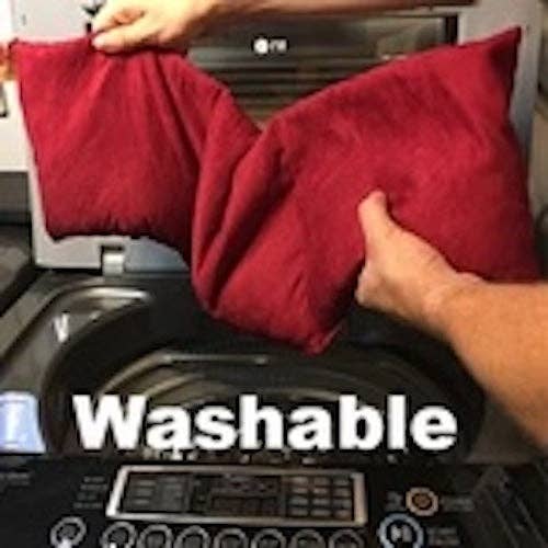 Hot Cherry Pillows - Triple Square Pillow in Red Denim