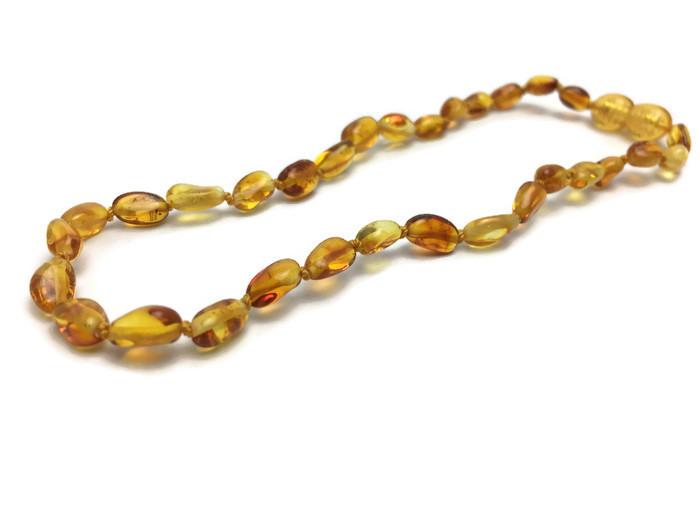 Baltic Essentials - Polished Honey Bean 11 Baltic Amber Necklace teething fever fussiness