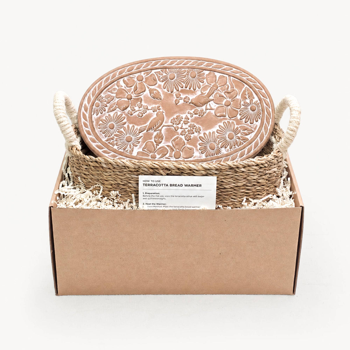 KORISSA - Handmade Bread Warmer & Wicker Basket - Garden Oval