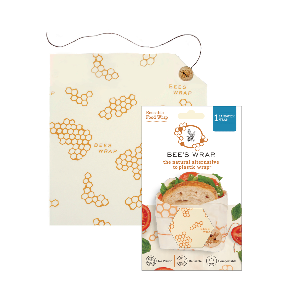 Bee's Wrap - Bees Wrap Reusable Beeswax Sandwich Wrap - Honeycomb Print