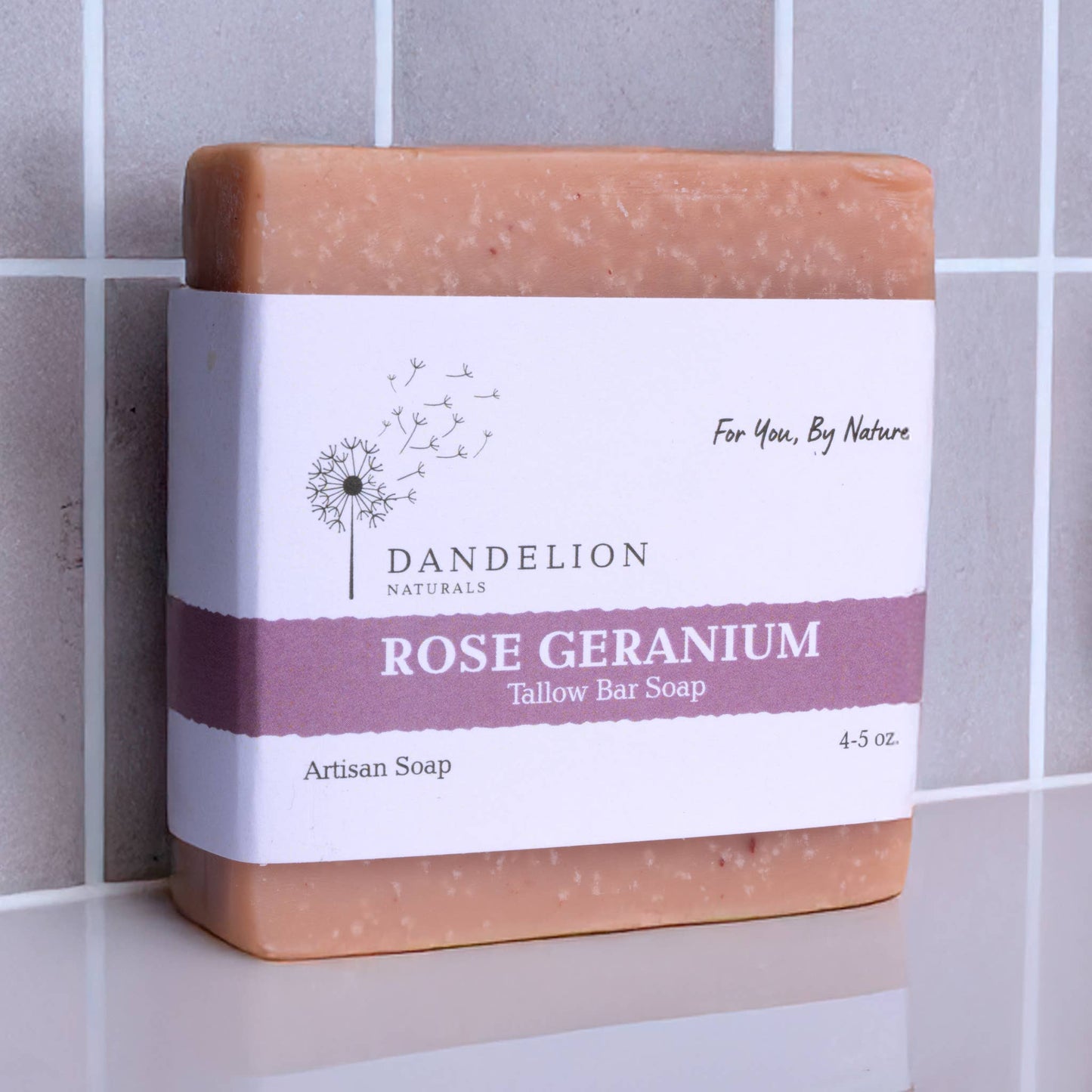 Dandelion Naturals - Rose Geranium Tallow Bar Soap | Tallow Skin Care | Bar Soap