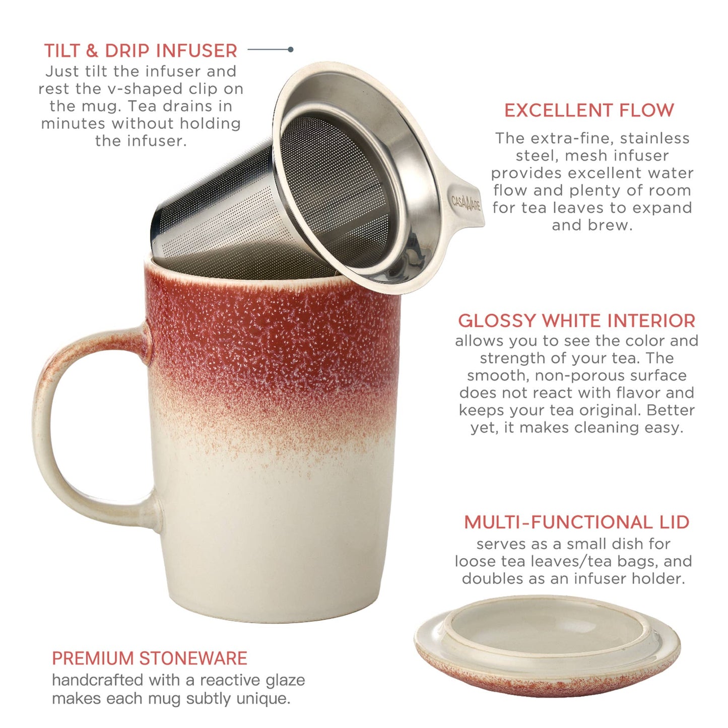 CasaWare - 16 oz Tea Infuser Mug CLOUD