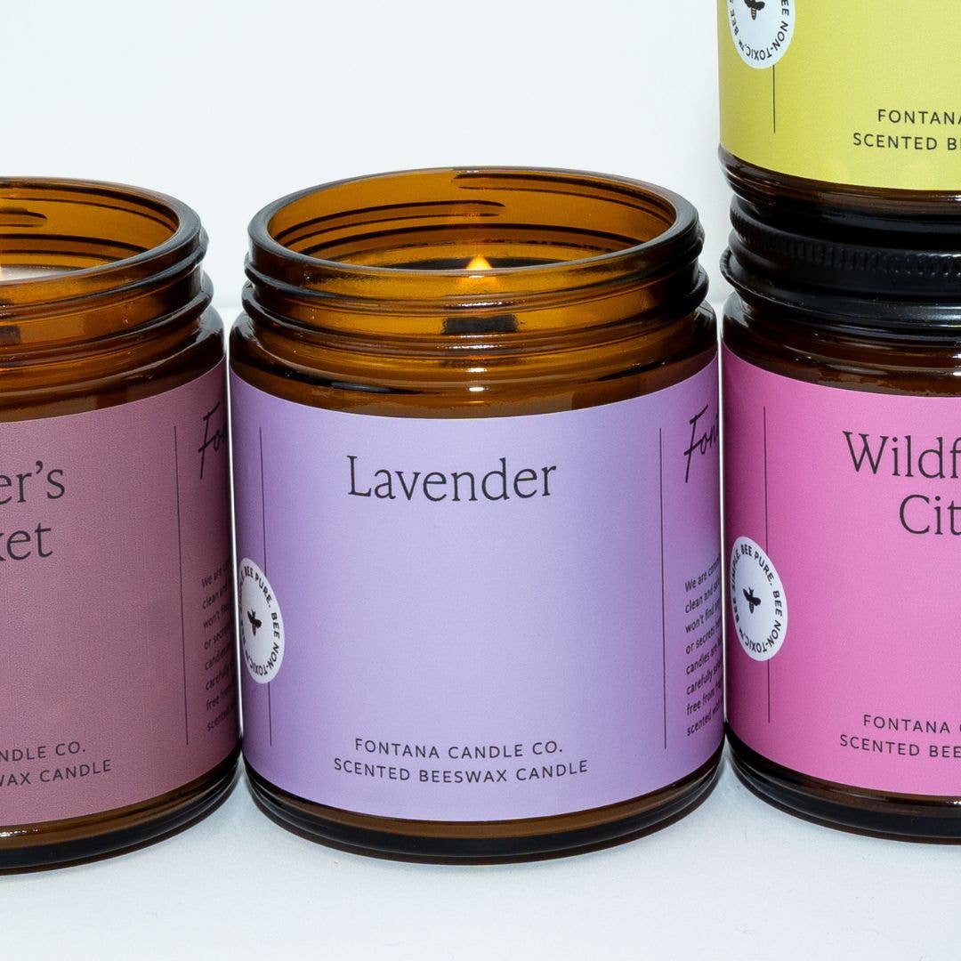 Fontana Candle Co. - Lavender Beeswax & Essential Oil Jar Candle: Non-Toxic