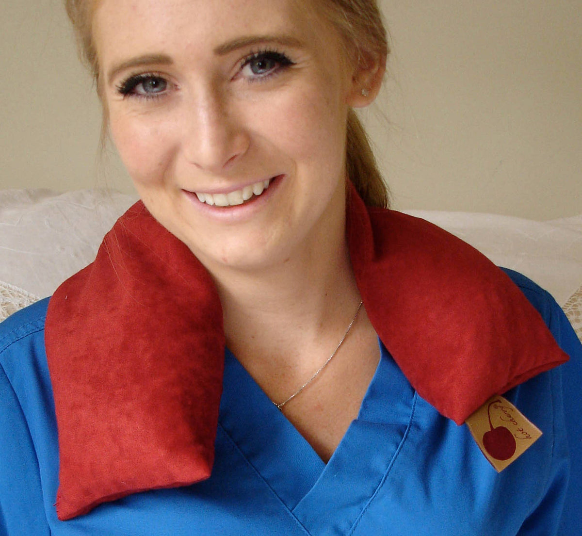 Hot Cherry Pillows - Neck Wrap -Red Ultra Suede