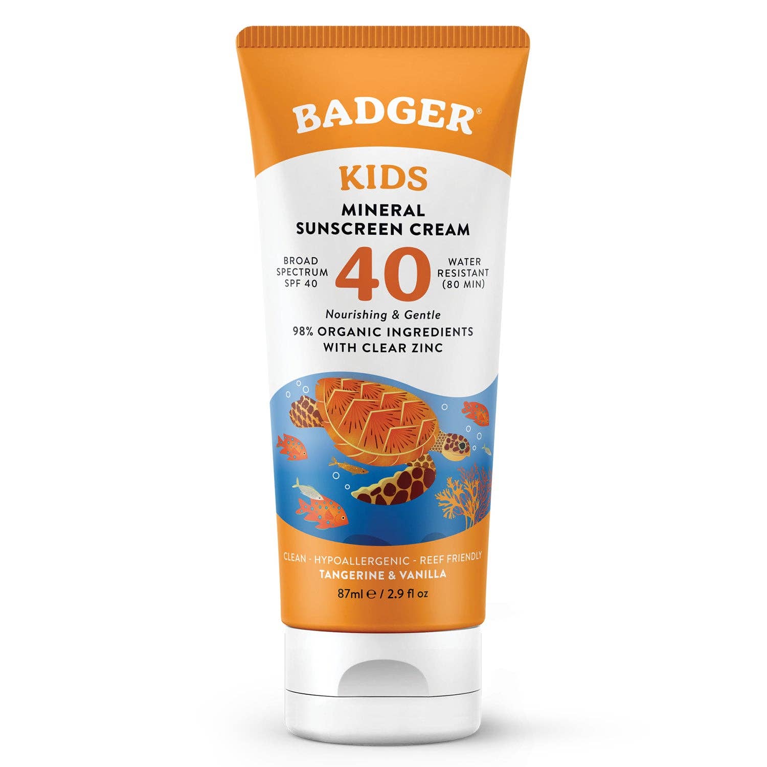 Badger - Badger Kids Mineral Sunscreen Cream SPF 40, with Zinc Oxide ...
