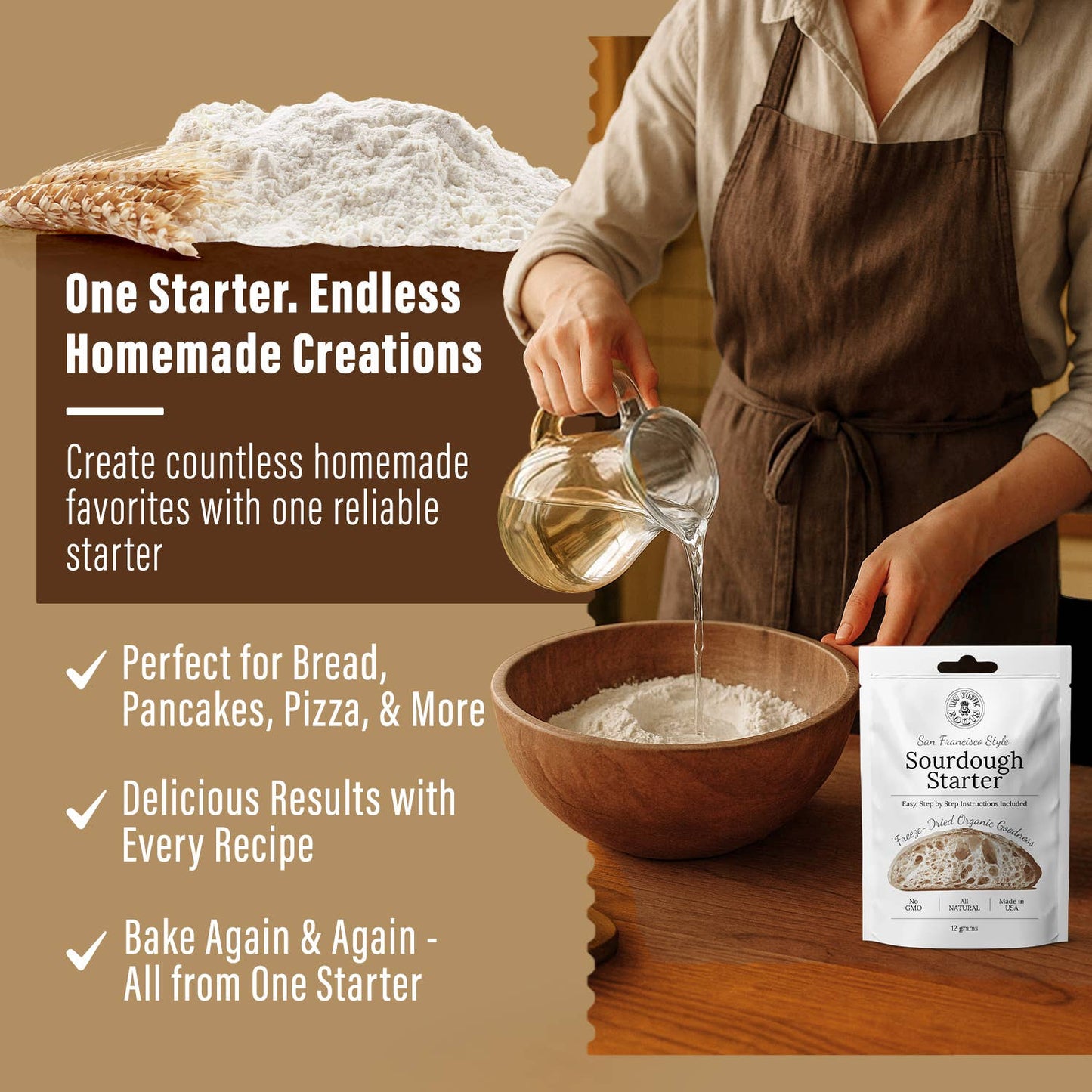 My Rustic Roots - Organic Non-GMO, Freeze Dried, Sourdough Starter. 12 gr NEW