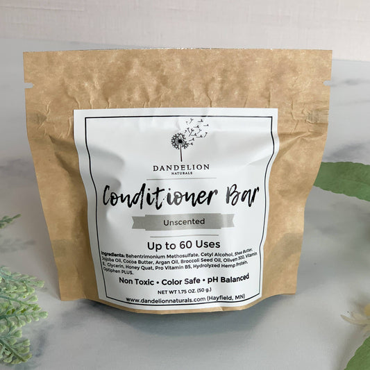 Dandelion Naturals - Conditioner Bar | Unscented | Packaged | Solid Conditioner