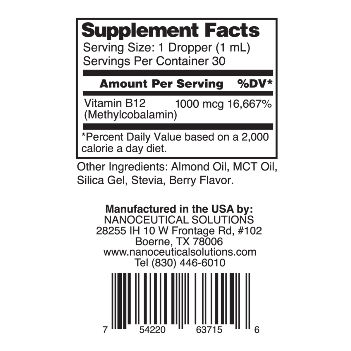 Nanoceutical Solutions - Nano Methyl B12