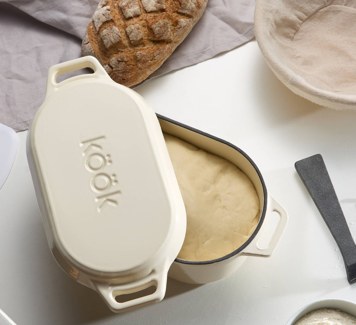 Kook - Kook Dutch Oven with Lid, Enameled Cast Iron, 3.4 qt