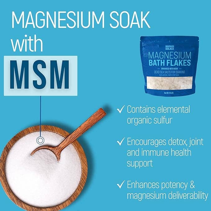 Magnum Solace - Magnesium Bath Flakes, Bath Soak/Foot Soak With MSM: 10LB