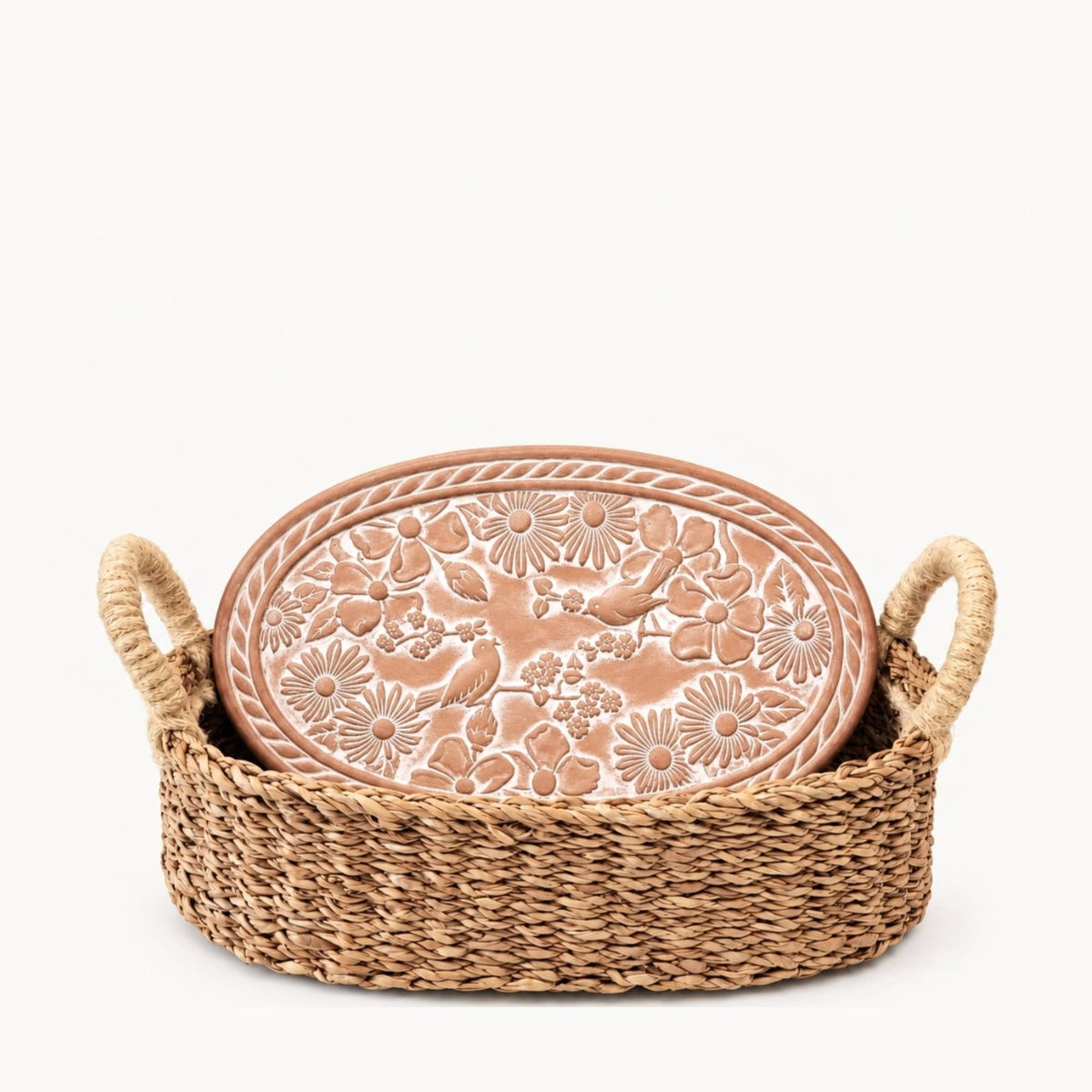 KORISSA - Handmade Bread Warmer & Wicker Basket - Garden Oval