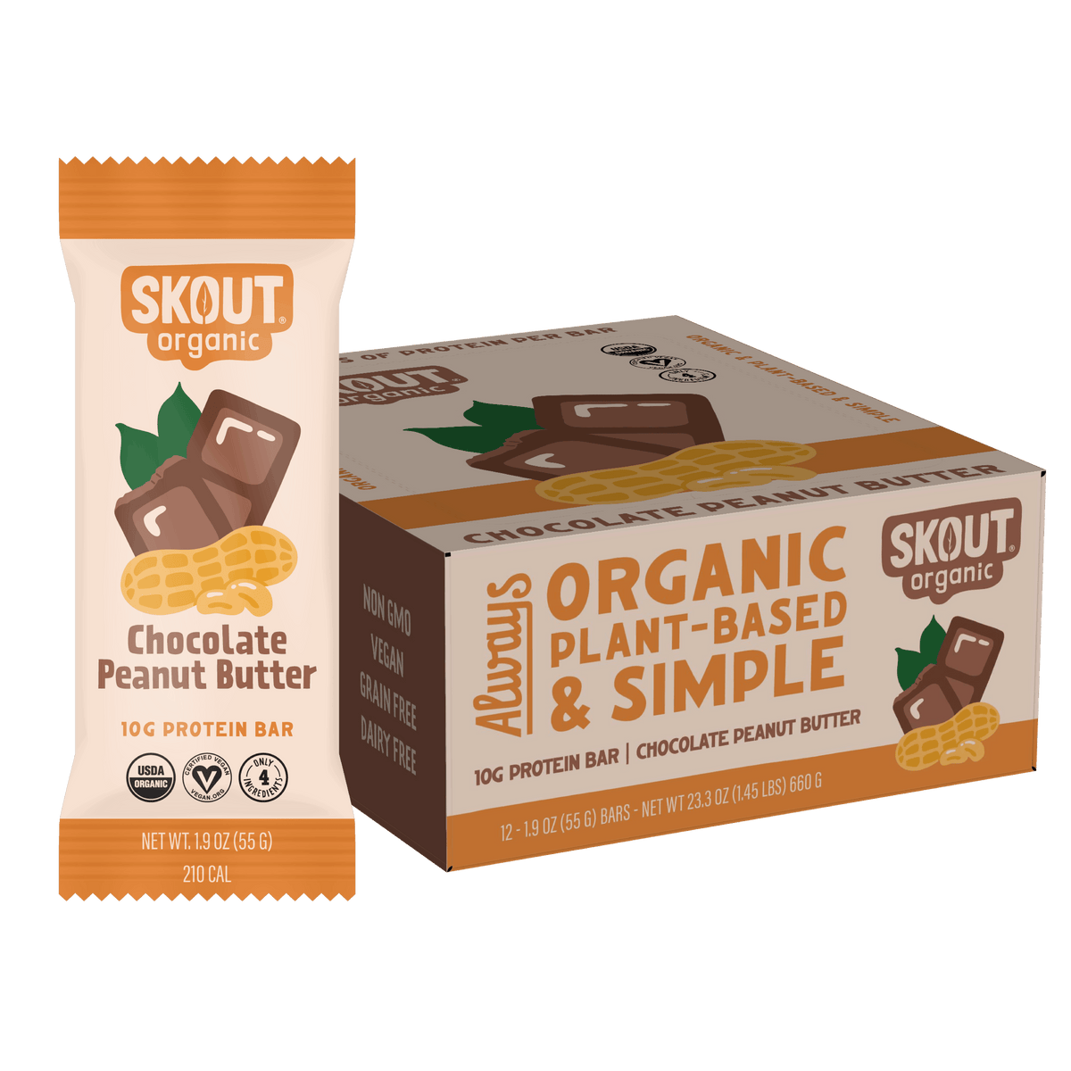 Skout Organic - Skout Organic Chocolate Peanut Butter Protein Bar | Vegan