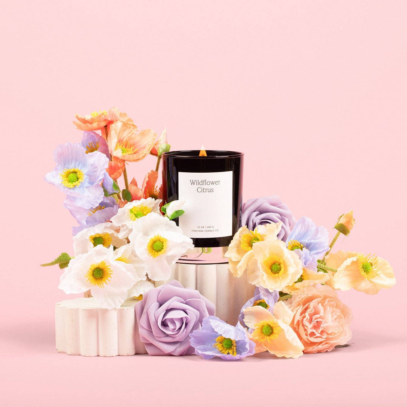 Fontana Candle Co. - Wildflower Citrus Beeswax & Essential Oil Noir Black Glass