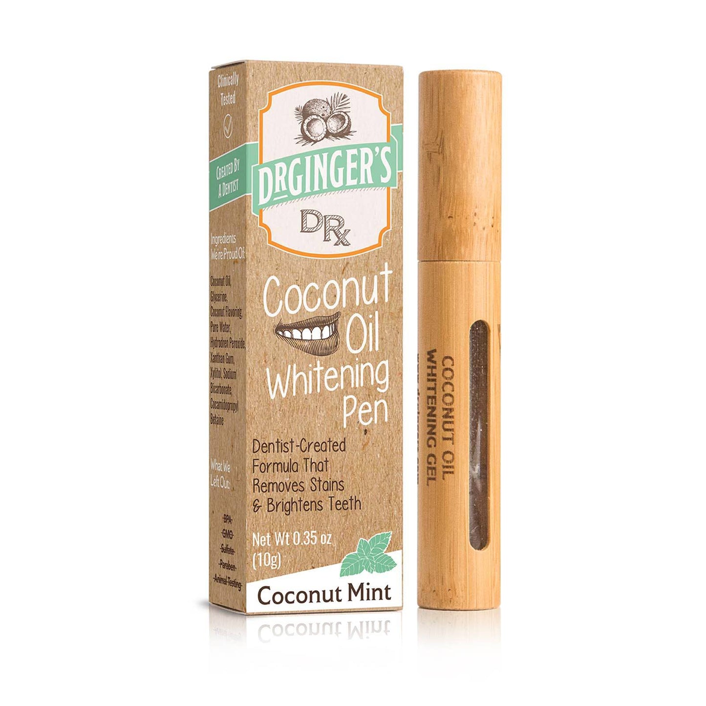 Dr. Ginger's | Coconut Powered Oral Care - Coconut Powered Teeth Whitening Pen | Gentle Sensitive Teeth