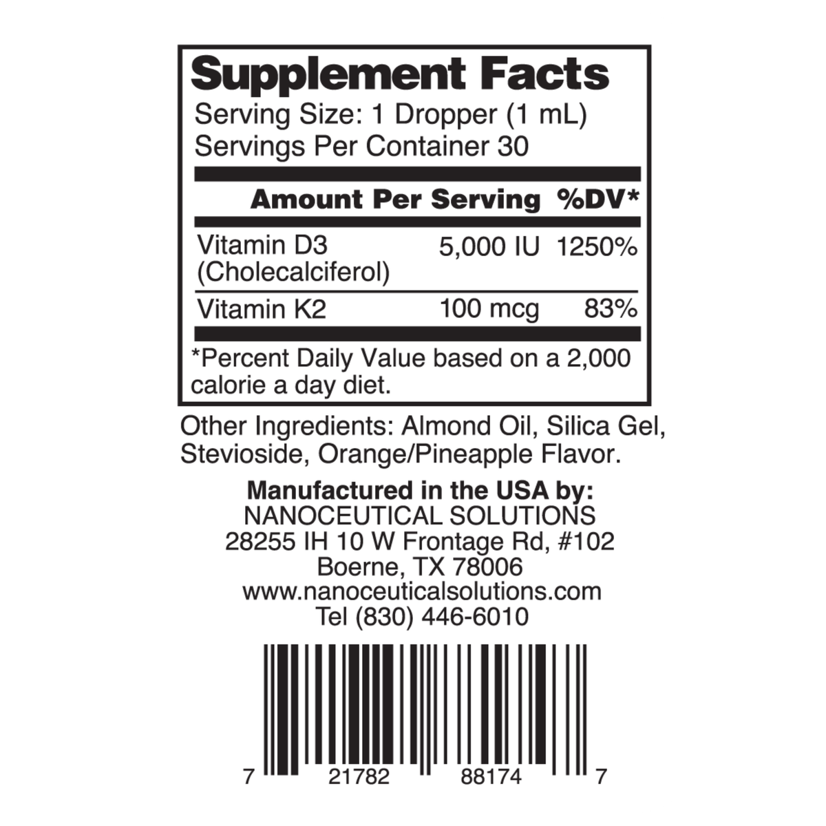 Nanoceutical Solutions - Nano Vitamin D3 + K2