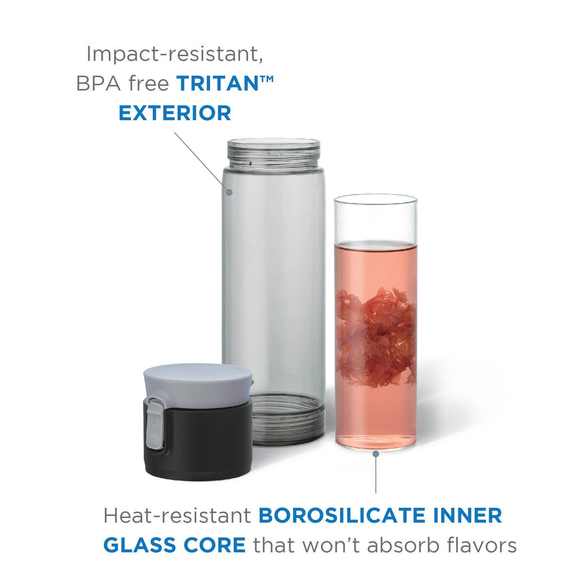 CasaWare - 12oz Trio Clear Tea Travel Tumbler