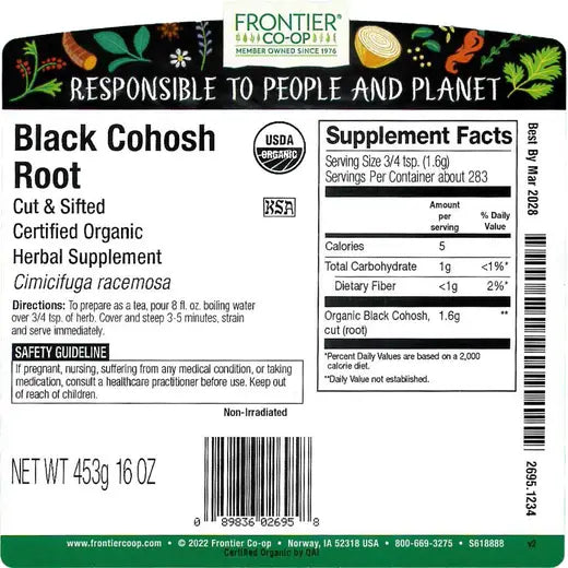 Frontier Co-op Black Cohosh Root, Cut & Sifted, Organic