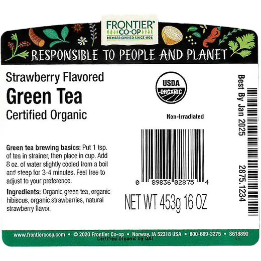 Frontier Co-op Strawberry Green Tea, Organic