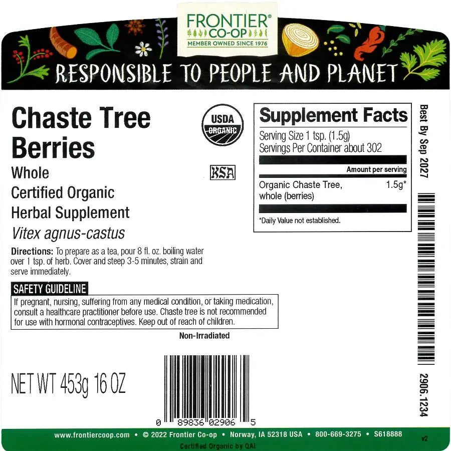 Frontier Co-op Chaste Tree Berries, Whole, Organic
