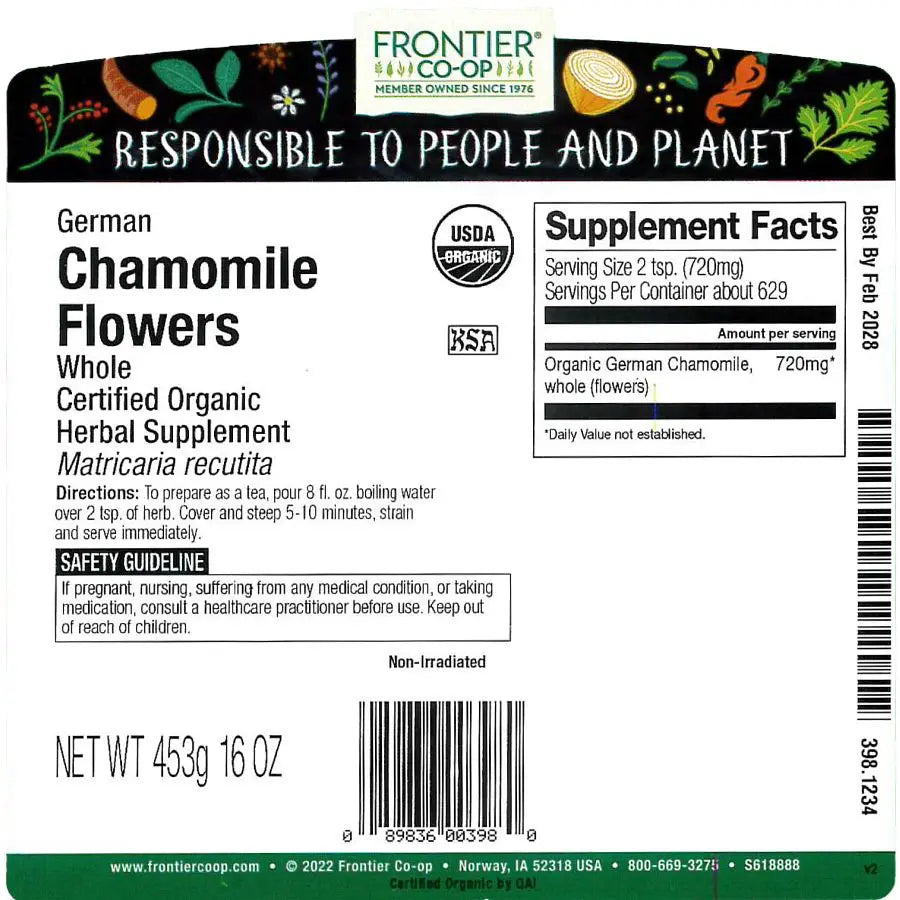 Frontier Co-op German Chamomile Flowers, Whole, Organic