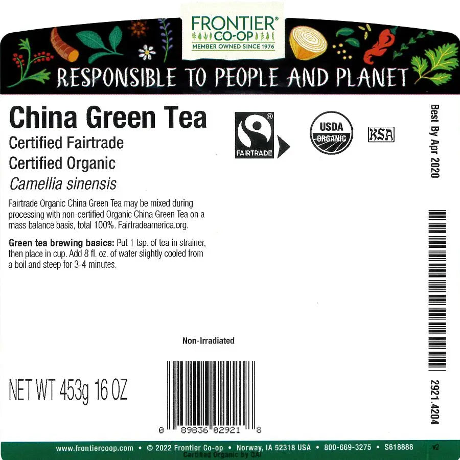 Frontier Co-op China Green Tea, Organic, Fairtrade Certified