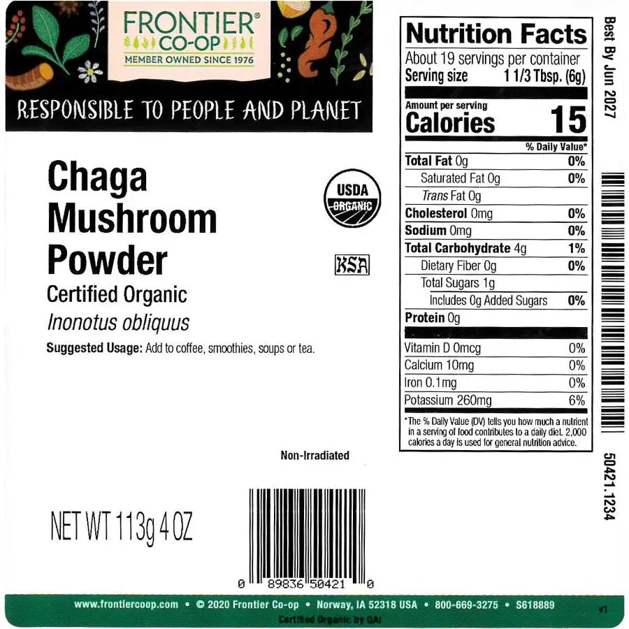 Frontier Co-op Chaga Mushroom Powder, Organic