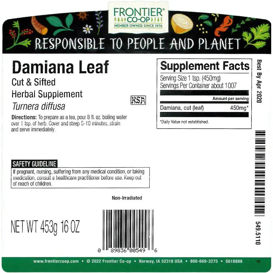 Frontier Co-op Damiana Leaf, Cut & Sifted