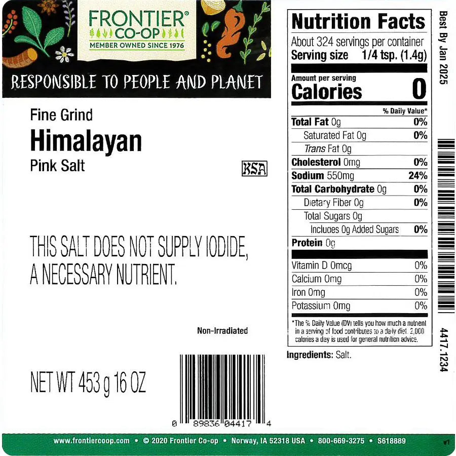 Frontier® Co-op Himalayan Pink Salt, Fine Grind