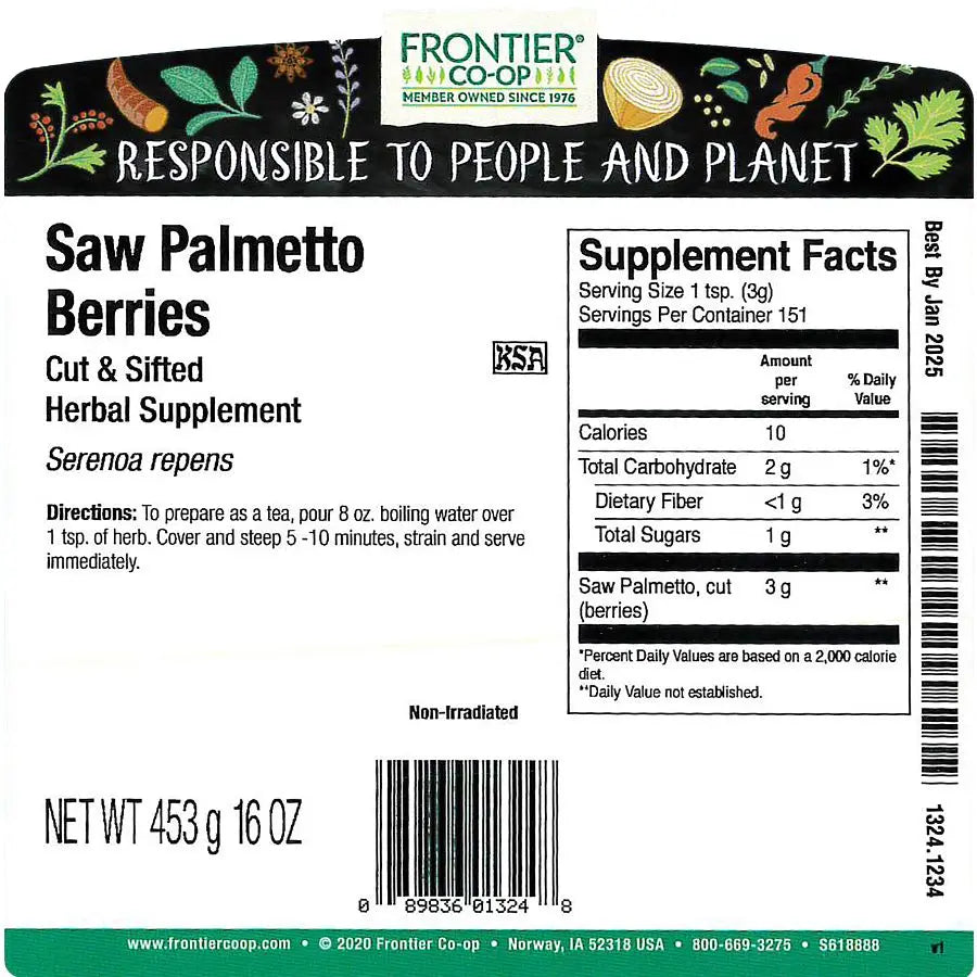 Frontier Co-op Saw Palmetto Berries, Cut & Sifted
