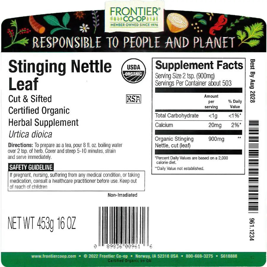 Frontier Co-op Stinging Nettle Leaf, Cut & Sifted, Organic