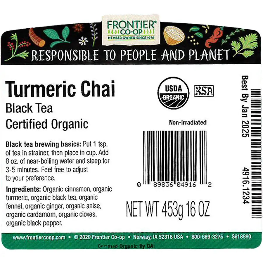 Frontier Co-op Turmeric Chai Tea, Organic