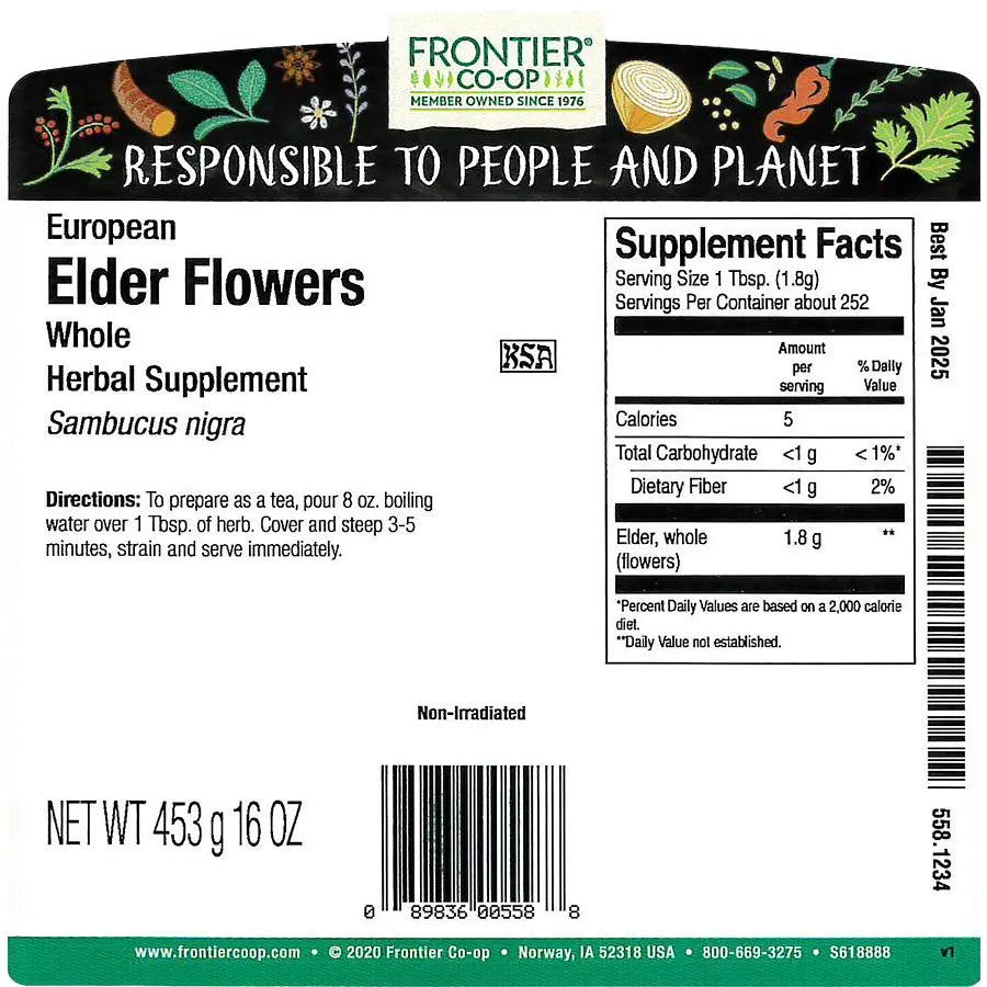Frontier Co-op Elder Flowers, Whole