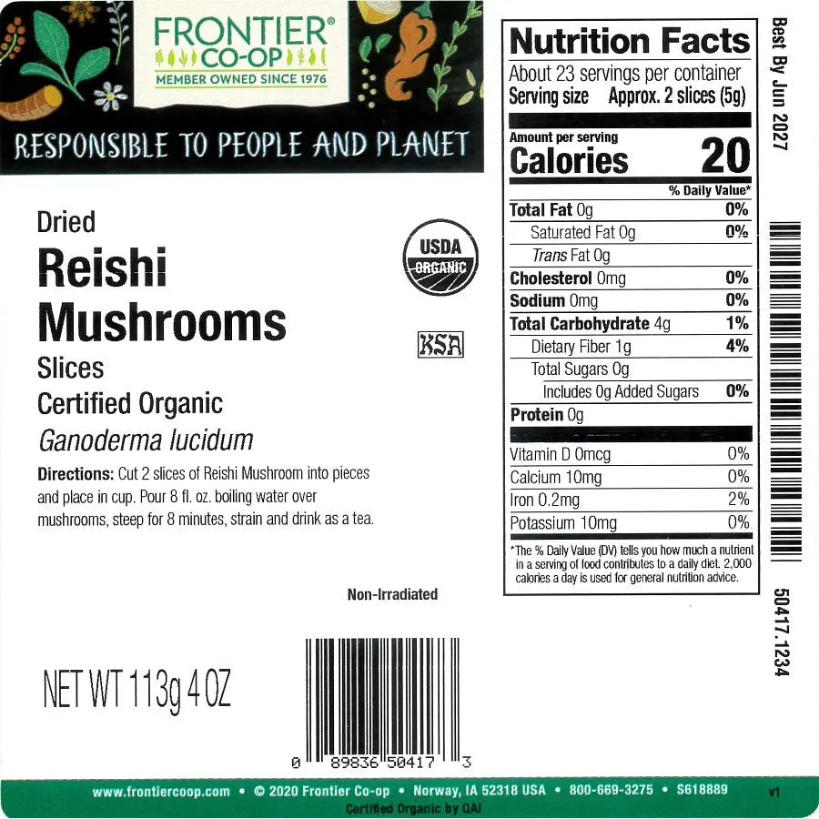 Frontier Co-op Reishi Mushrooms, Dried Slices, Organic