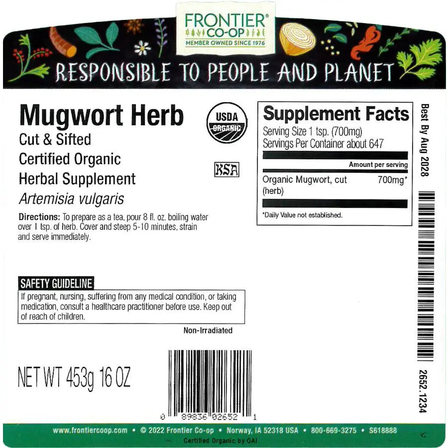 Frontier Co-op Mugwort Herb, Cut & Sifted, Organic