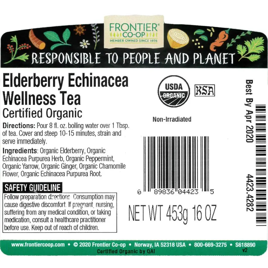 Frontier Co-op Elderberry Echinacea Wellness Tea, Organic