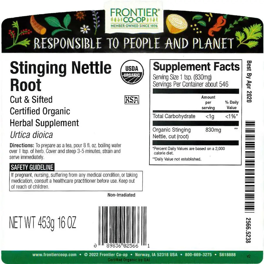 Frontier Co-op Stinging Nettle Root, Cut & Sifted, Organic