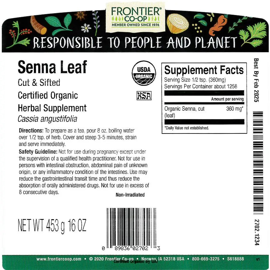 Frontier Co-op Senna Leaf, Cut & Sifted, Organic