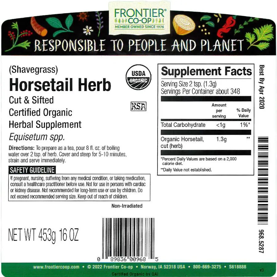 Frontier Co-op Horsetail Herb, Cut & Sifted, Organic