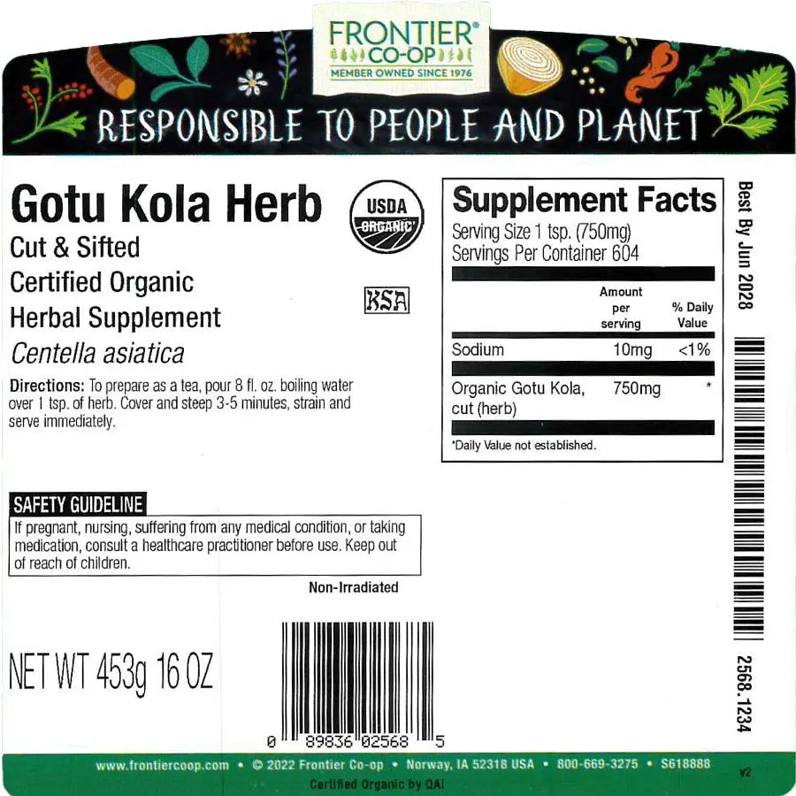 Frontier Co-op Gotu Kola Herb, Cut & Sifted, Organic