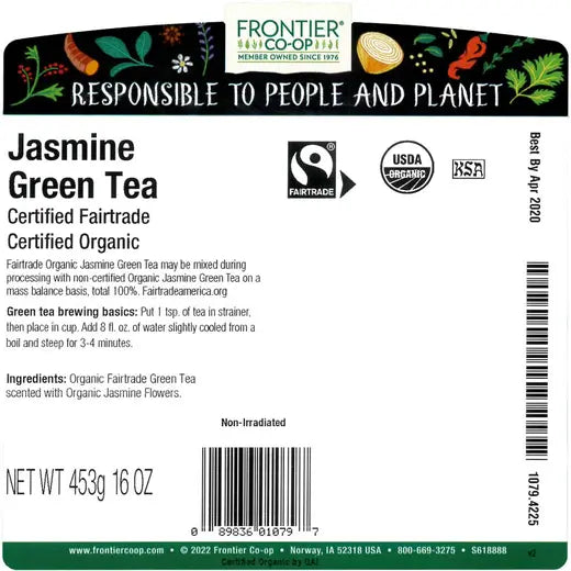 Frontier Co-op Jasmine Green Tea, Organic, Fairtrade Certified