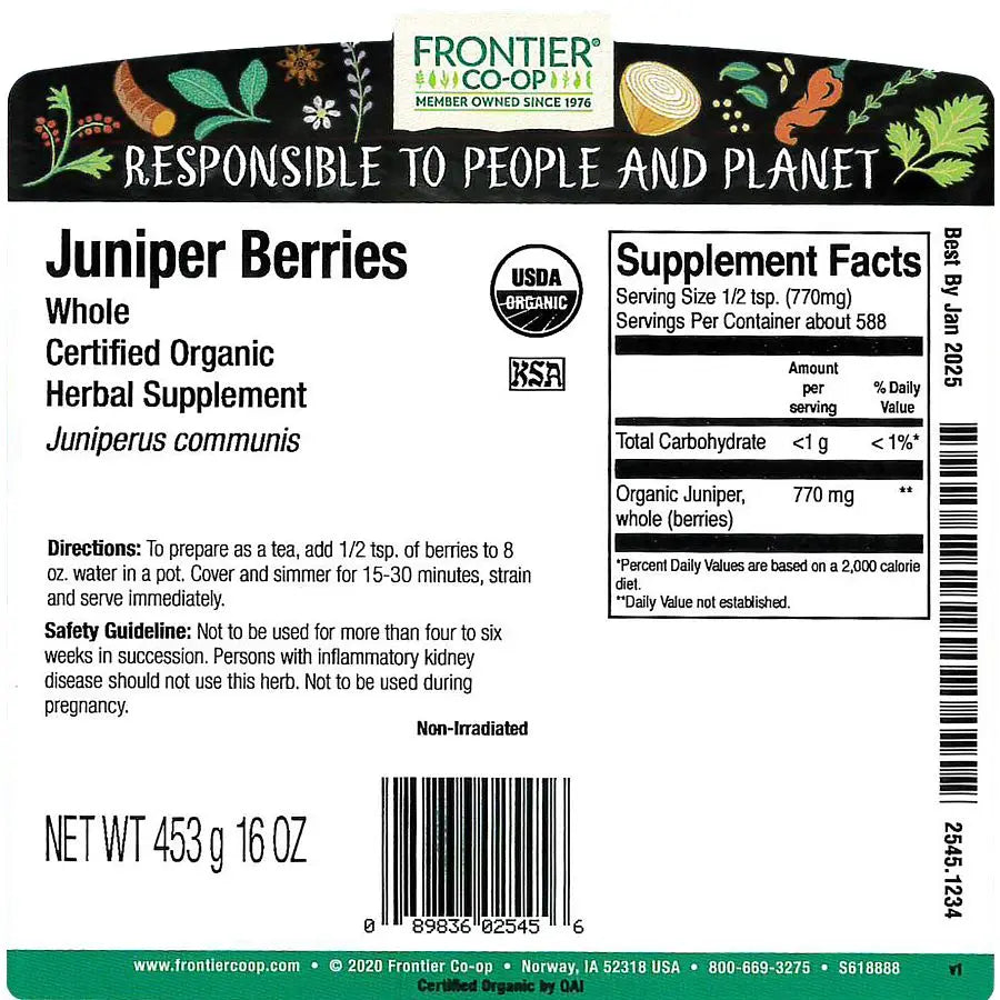 Frontier Co-op Organic Whole Juniper Berries