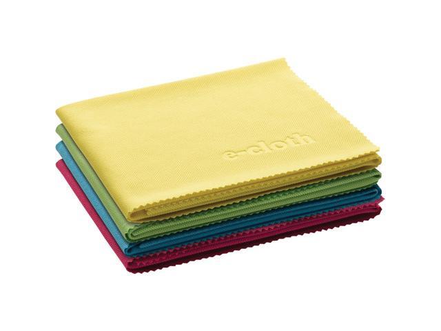 E-Cloth Glass & Polishing Cloth - Brilliant for Sparkling Windows  Mirrors  Glassware  Chrome  and More - Includes 1 Each of Blue  Yellow  Green  Pink - 4 Pack