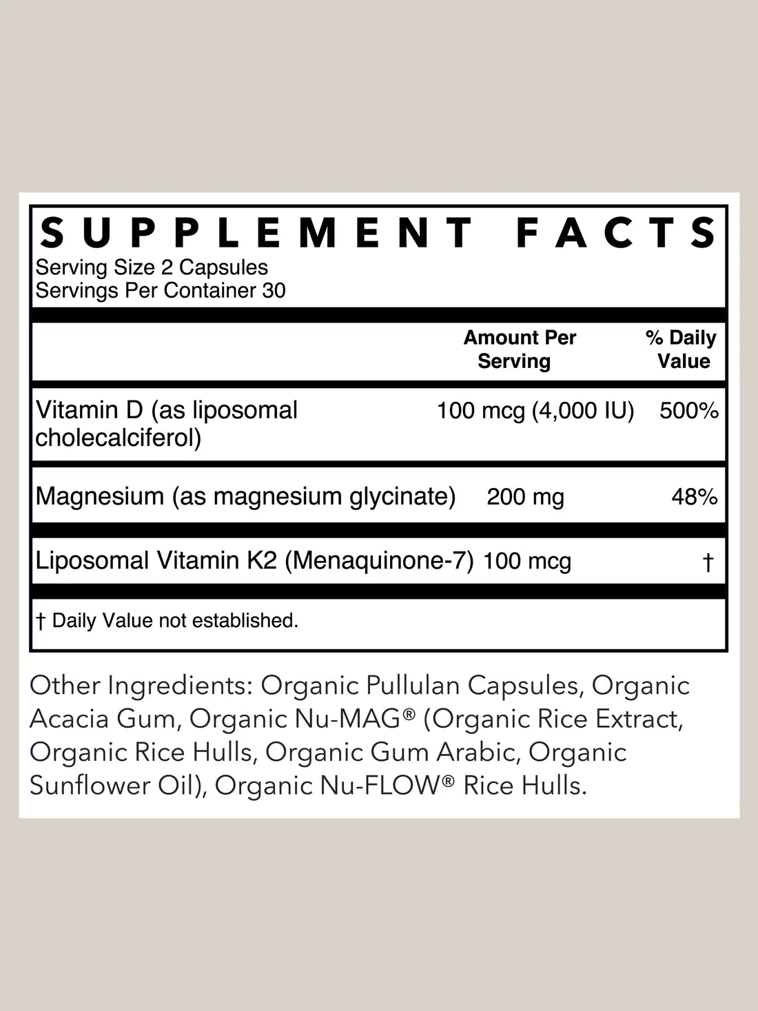 Rowe Casa Organics Liposomal Vitamin D3 + K2 | 60 Capsules