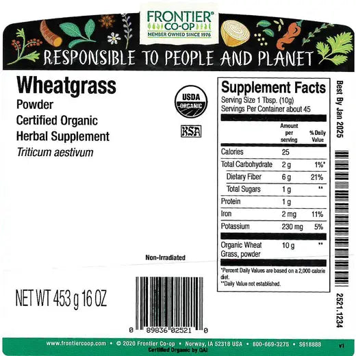 Frontier Co-op Wheatgrass Powder, Organic